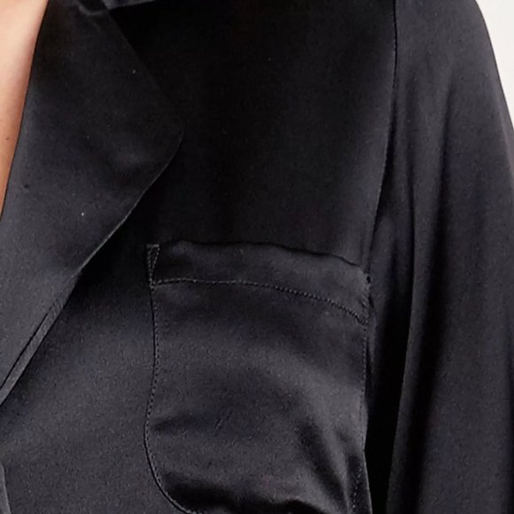 MORGAN LANE | Jillian 100% Silk Night Shirt in Onyx (XL) - Picture 4 of 6